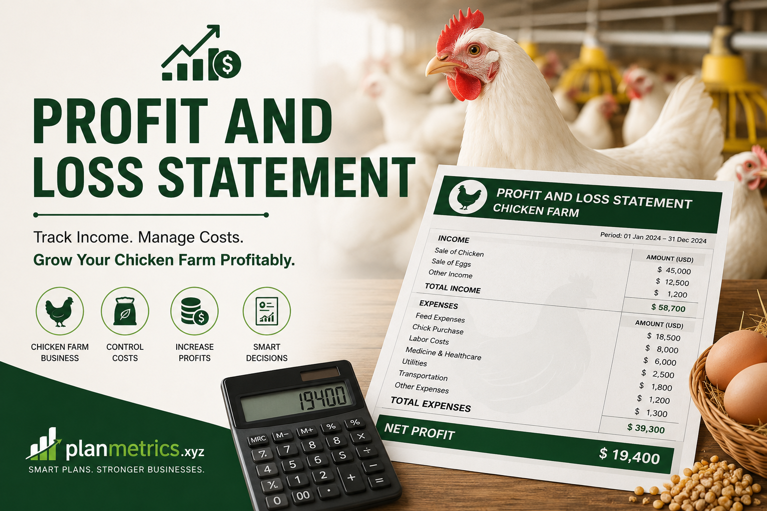 Chicken Farm Profit and Loss Statement: 5-Year Monthly Financial Analysis and Forecast